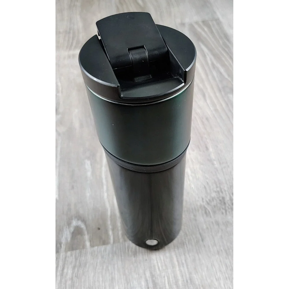 Starbucks Dark‎ Green Black Tumbler 16floz Flip Lid Siren Silver Logo *Scratched